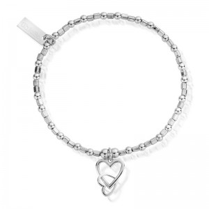 Rhodium plated jewelry vendor custom design made 925 Silver Mini Cube Linked Heart Bracelet wholesale