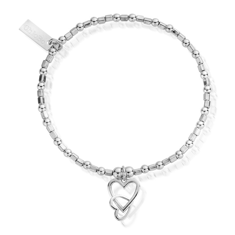 Vendor perhiasan berlapis rhodium desain khusus membuat 925 Perak Mini Cube Linked Heart Gelang grosir