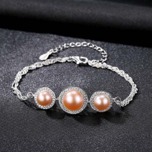 Rhodium plated pearl bracelet custom wholesale jewelry manufacturer