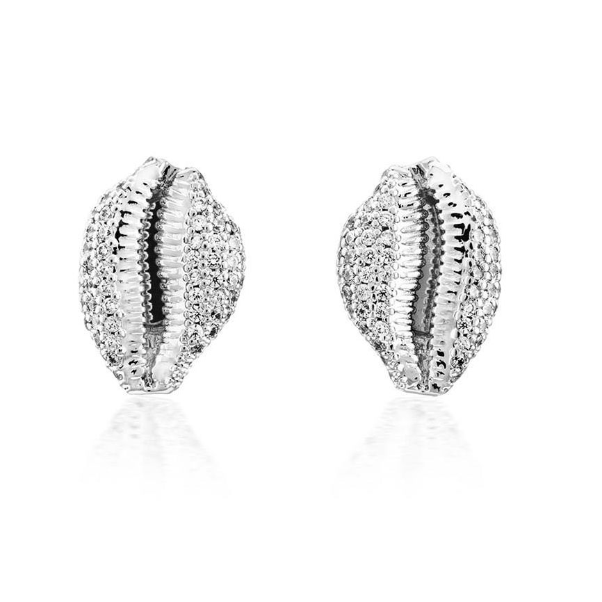 Rhodium plated  zirconium earrings  (sterling silver) customized jewelry supplier