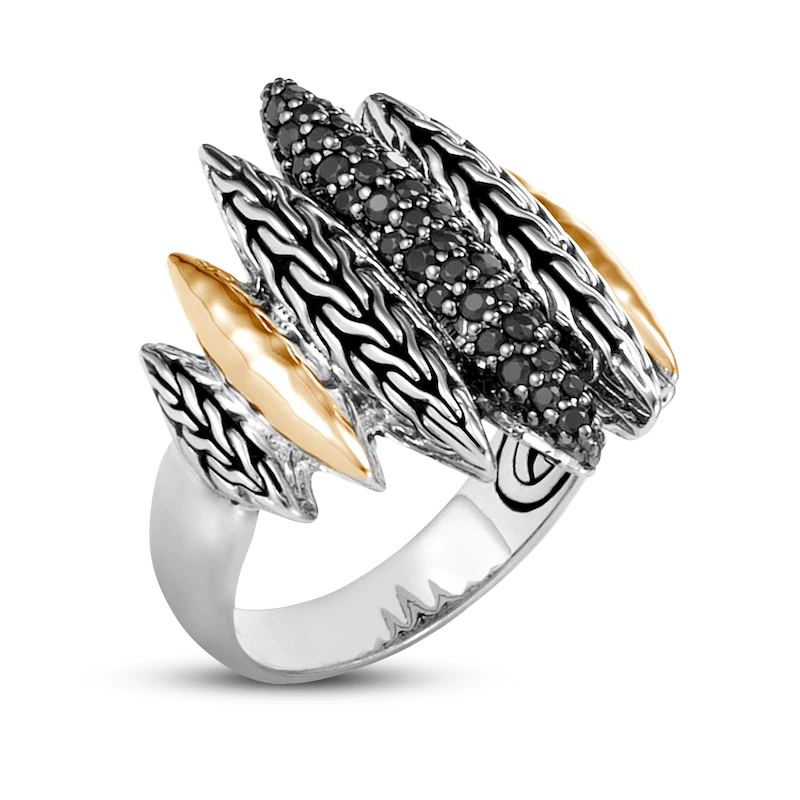 Velkoobchodní prsten Černé safírové Sterling Silver OEM/ODM šperky pokovené 18K žlutým zlatem personalizované OEM šperky