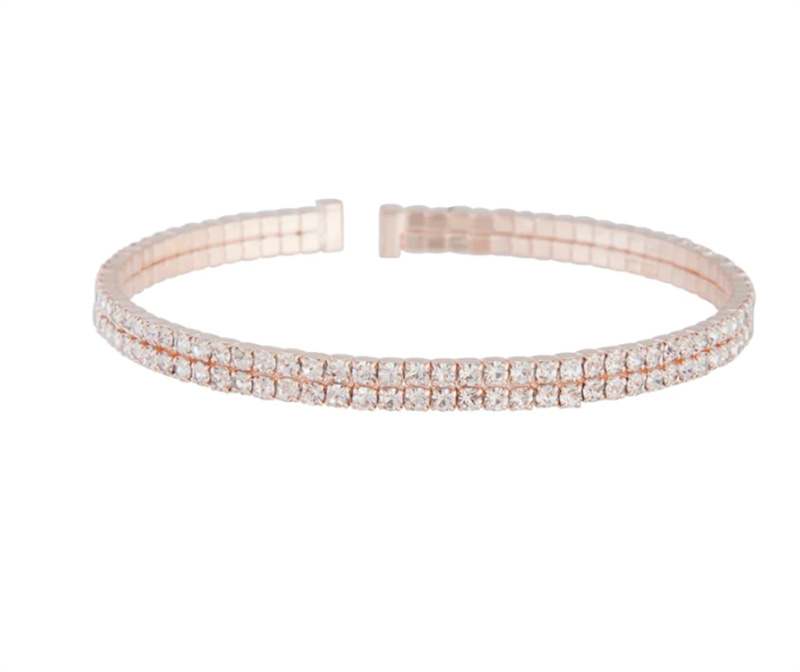 Brazalete de oro rosa con doble diamante Diseñadores de joyería de moda italianos
