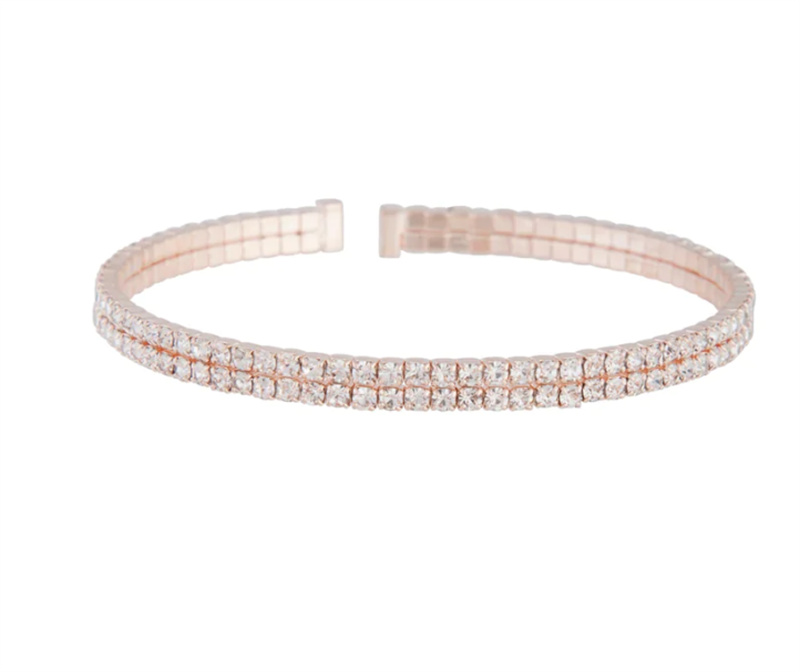 Roségold-Doppel-Diamant-Armreif, italienische Modeschmuckdesigner