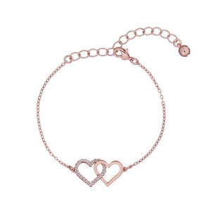Produttori di gioielli personalizzati con bracciale a cuori collegati in cristallo in argento sterling riempito in oro rosa Fornitori