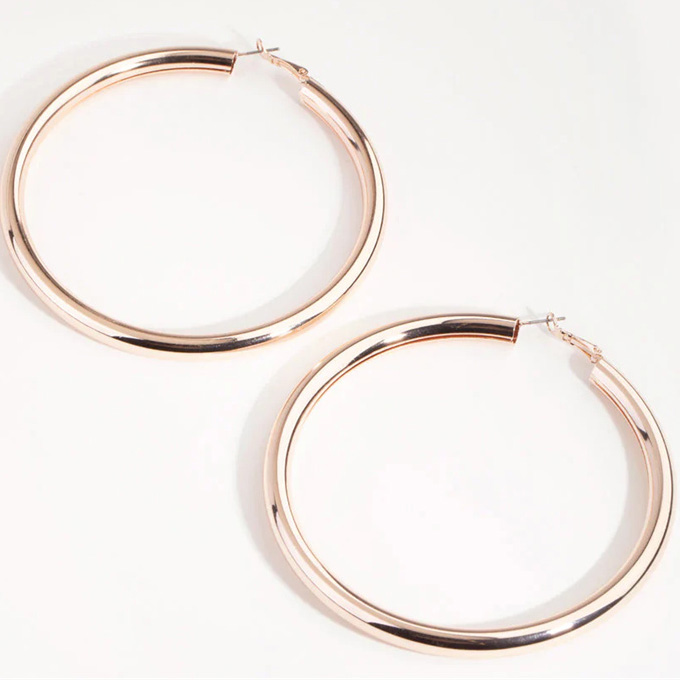 Rose Gold Oversized Tube Hoop Örhängen anpassade grossist sterling smycken distributör