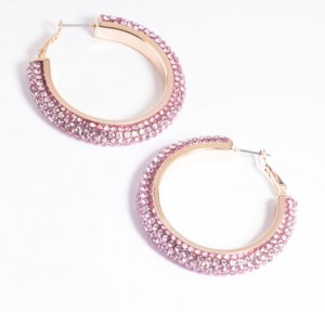 Rose Gold Pave Hoop gümüş Küpe altın vermeil toptan özel tedarikçiler