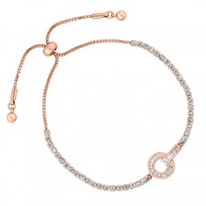 Rose Gold Plated Cubic Zirconia Circle Link Toggle Bracelet gold vermeil jewelry wholesale custom