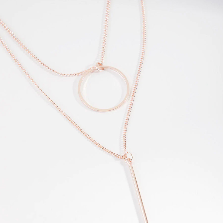 Rose Gold Plated  Geometric Layered Necklace custom jewelry manufacturers