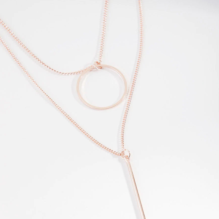 Collier superposé géométrique plaqué or rose, fabricants de bijoux personnalisés