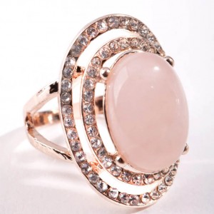 Bague CZ en pierre rose plaquée or rose, bijoux en vermeil, fabricant OEM ODM