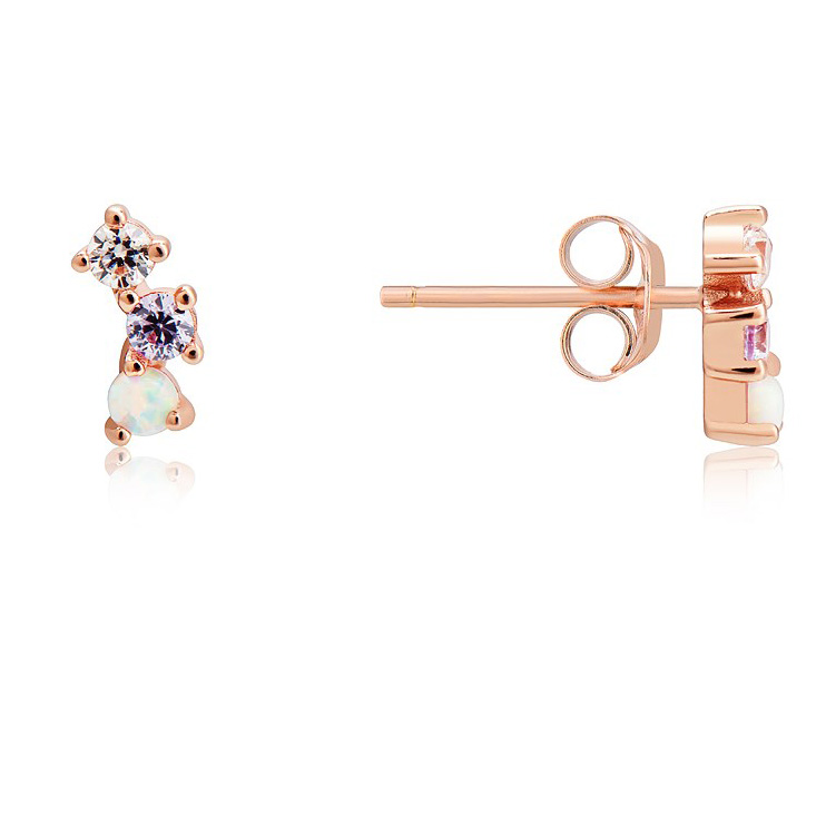 Rose Gold Triple Purple CZ Opal Earrings jewelry customized supplier