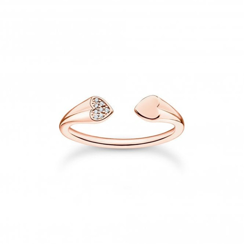 Rose Gold & White Zirconia Open Hearts Ring Anpassad grossist tillverkare av smycken i sterling silver