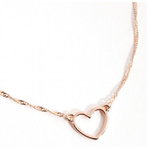 Collier coeur ouvert rempli d'or rose, conception personnalisée, fournisseur de bijoux en argent ou en cuivre