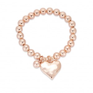 Rose Gold plated Beaded Chunky Heart Bracelet design fine jewelry wholesaler suppliers