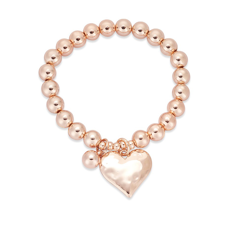 Rose Gold plated Beaded Chunky Heart Bracelet design fine jewelry wholesaler suppliers
