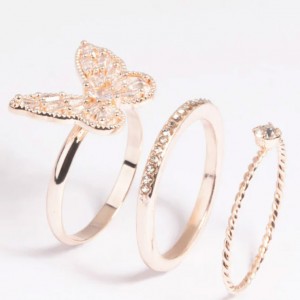 Confezione di anelli a farfalla placcati in oro rosa. I gioielli OEM sono realizzati in argento 925 con CZ 5A