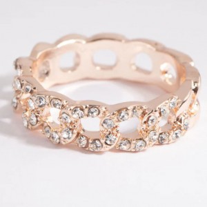Rose Gold plated CZ Link Ring OEM Customized Jewelry