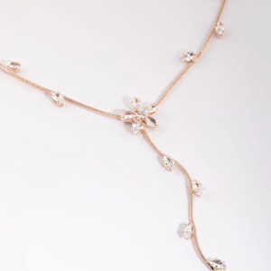 Collar de vid de flor de circonia cúbica chapado en oro rosa, joyería personalizada, venta al por mayor, EE. UU.