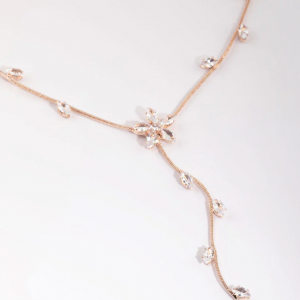 Rose Gold plated Cubic Zirconia Flower Vine Necklace custom jewelry wholesale usa