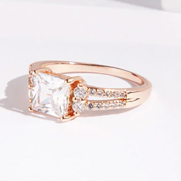 Rose Gold pozlacený Double Band Cubic Zirconia Ring zakázkový dámské šperky výrobce