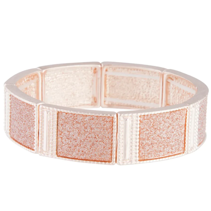 Rose Gold plated Stretch Glitter Square Bangle sterling silver factory