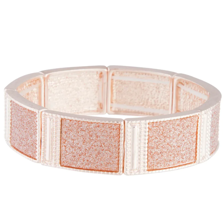 Roosgoud vergulde Stretch Glitter Square Bangle sterling silwer fabriek