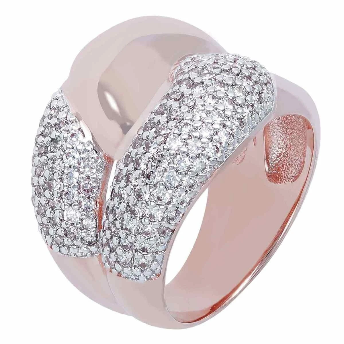 Anel CZ banhado a ouro rosa por atacado em design de prata 925, fornecedores atacadistas de joias finas personalizadas, joias OEM/ODM