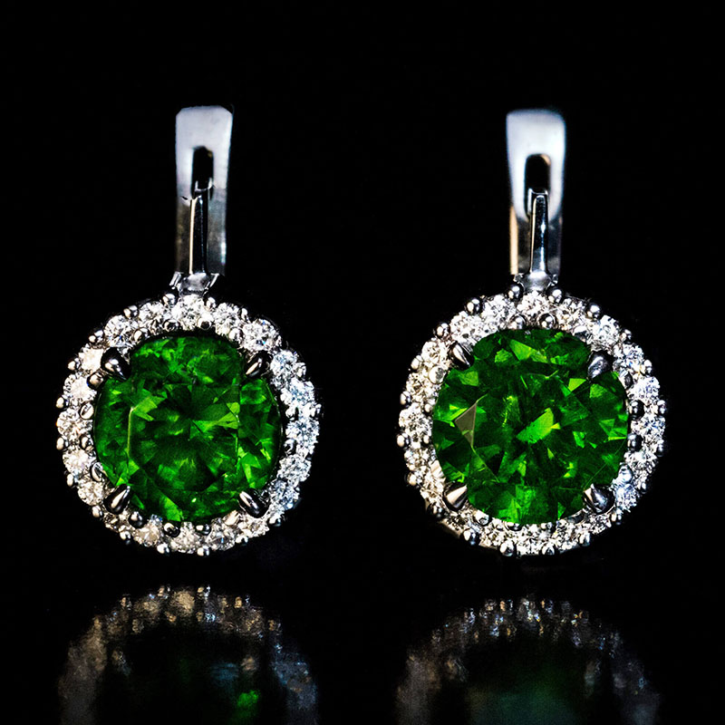 Russian demantoid earrings custom silver factory jewelry manufacturers