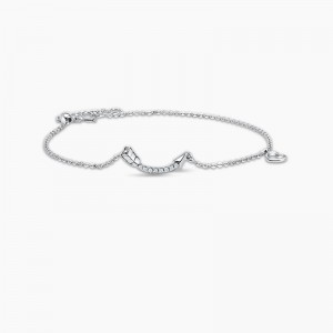 JINGYING OEM Production of T Smile Bracelet in White Gold with Cubic Zirconia