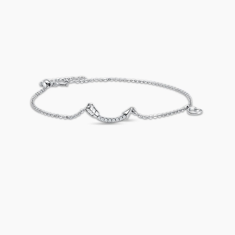 JINGYING OEM Production of T Smile Bracelet in White Gold with Cubic Zirconia