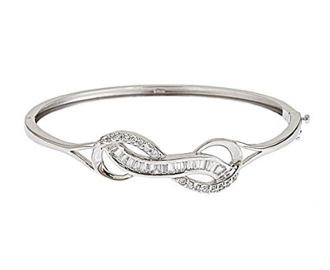 Custom wholesale Sterling Silver Infinity Bangle with CZ