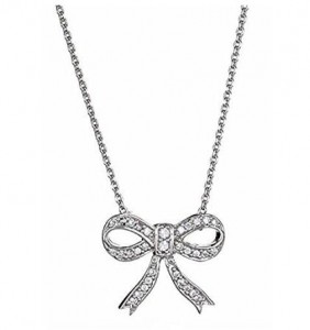 Custom wholesale Sterling Silver Bow Necklace with CZ