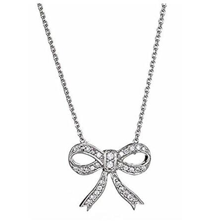 Custom wholesale Sterling Silver Bow Necklace with CZ