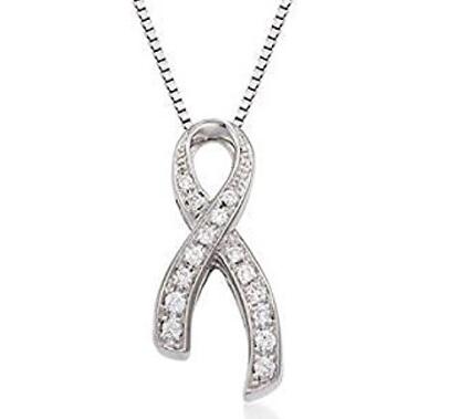 Custom wholesale Sterling Silver Breast Cancer Awareness Ribbon Pendant