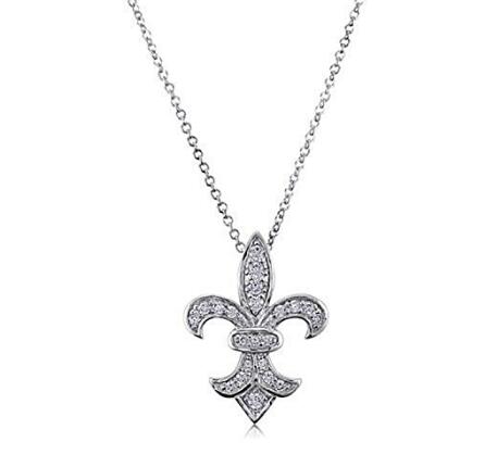 Pandantiv en-gros personalizat din argint Sterling CZ Fleur de Lis Lungime: 18