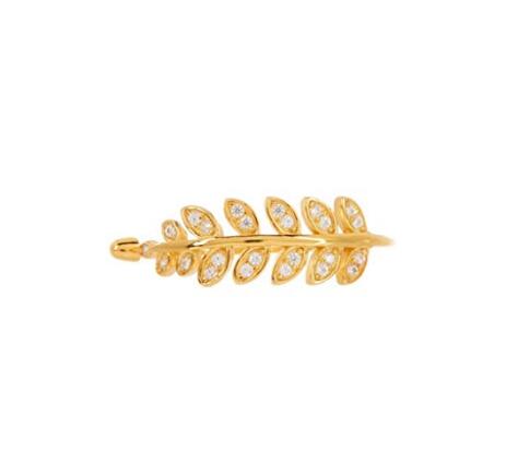 Custom wholesale Gold Plated Sterling Silver CZ Leaf Ring