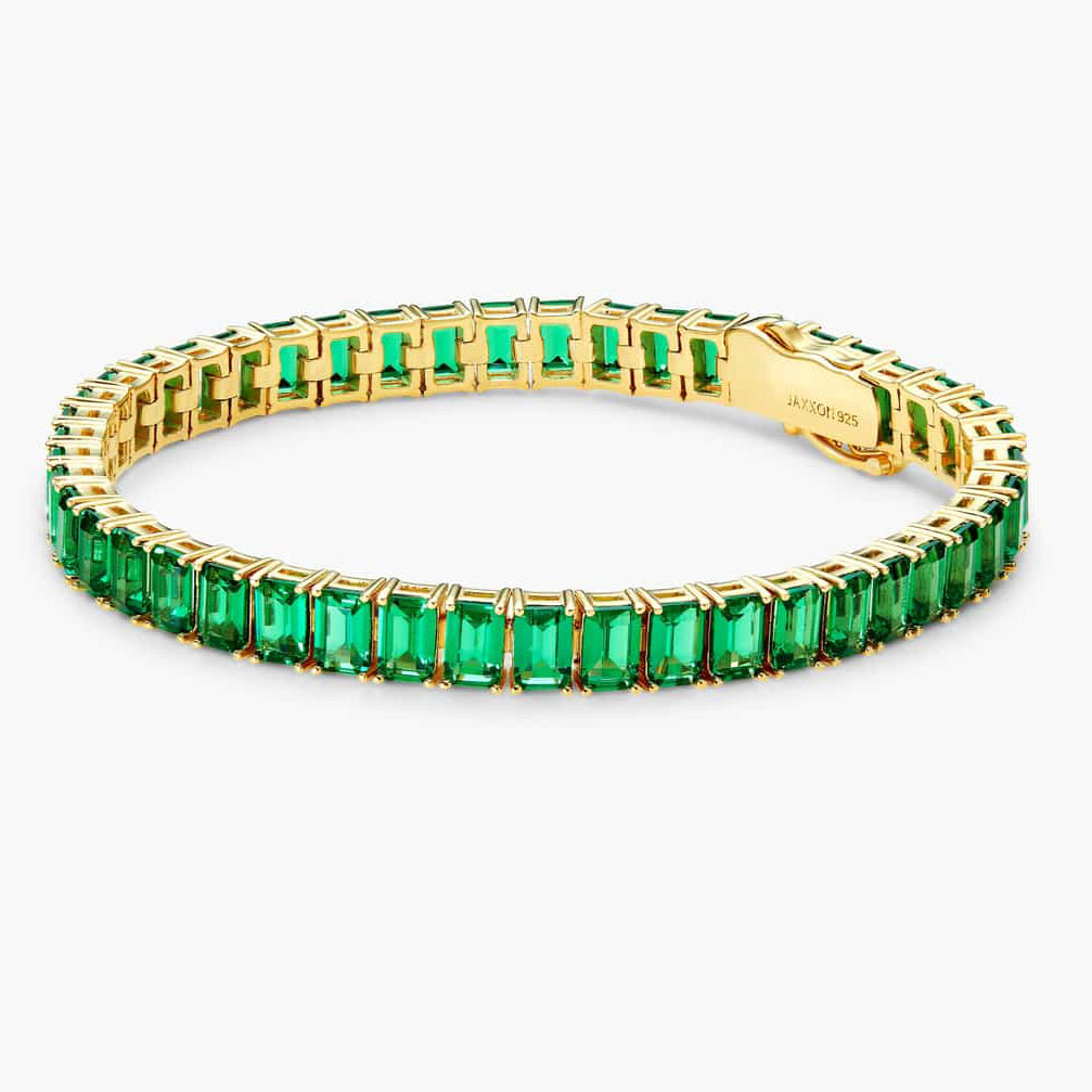 Pulsera de tenis con esmeralda de Santa Elena fabricante de joyas de oro vermeil