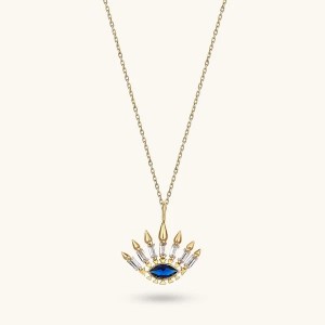 Custom  Sterling Silver Jewelry Evil Eye Necklace in Gold