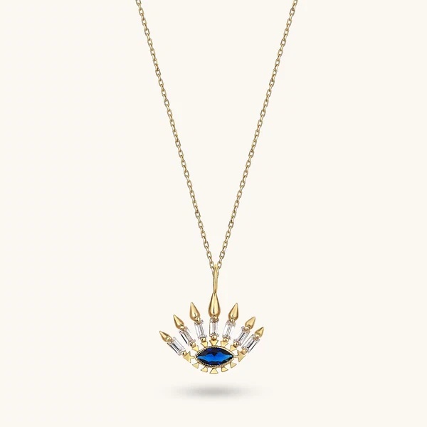 Custom  Sterling Silver Jewelry Evil Eye Necklace in Gold