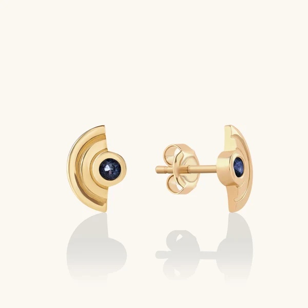 Custom Jewelry in China OEM ODM Sapphire Staircase Stud Earrings in Gold