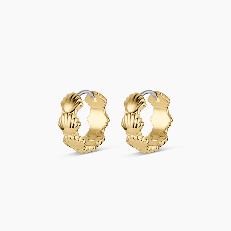 Band Jeweler Custom Scallop Mini Huggies  Earrings at JINGYING Manufacturer