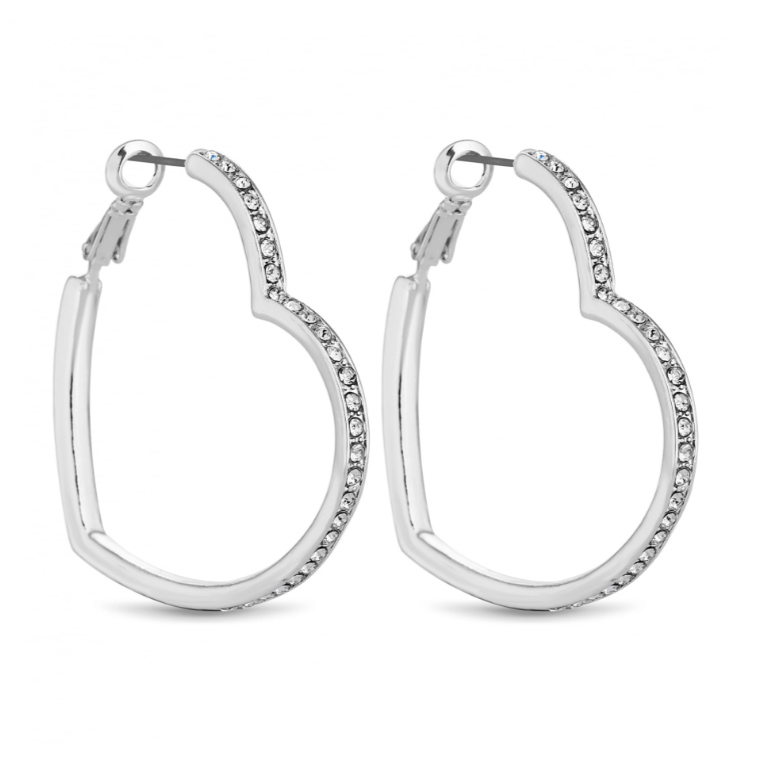 Silver Crystal Heart Hoop Earring custom jewelry manufacturers china