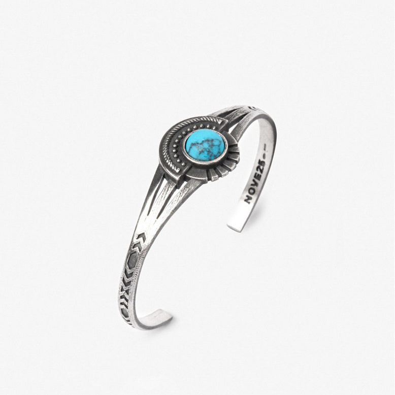 Monaróir Seodra Silver Chustaim do mhórdhíoltóir bangle turquoise dúchais