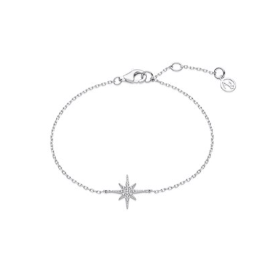 Pulsera de plata con estrella de medianoche, fabricante de diseños de joyería personalizados.