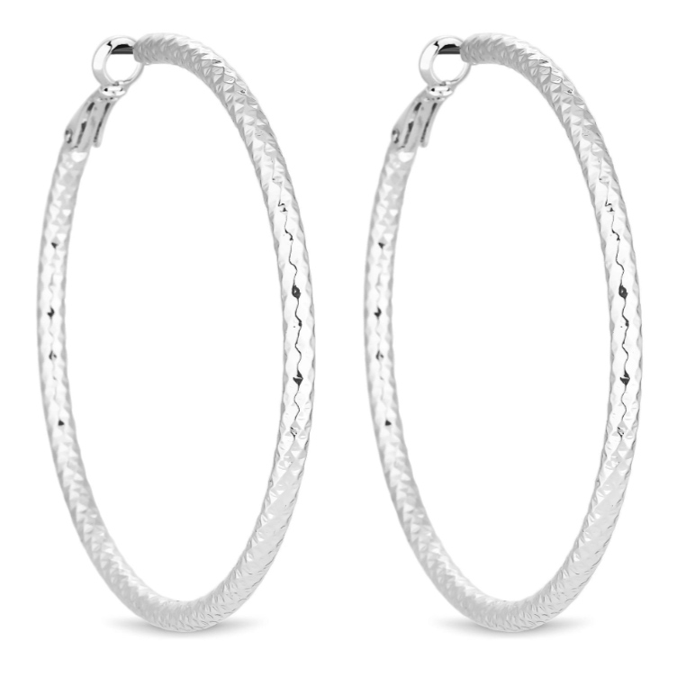 Silver Plated Diamond Cut Hoop Earrings Custom Made Jewelry Manufacturer in China