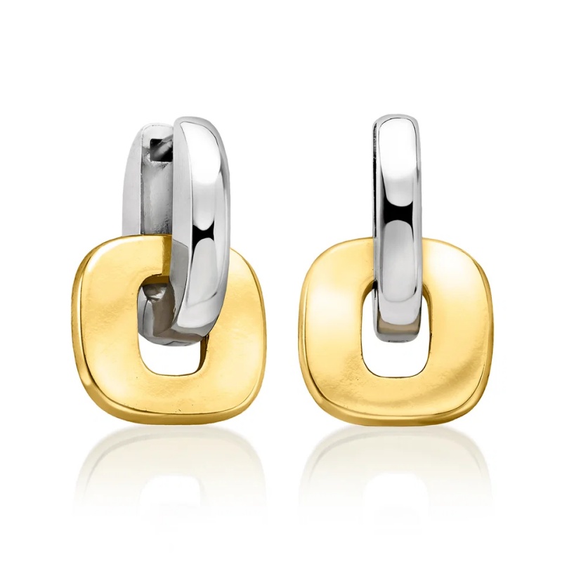 Custom OEM ODM Jewelry Silver and 14kt Gold-Plated Hoop Drop Earrings