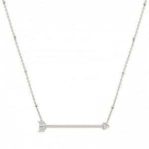Silver name necklace with Zirconia, custom engraved logo rhodium vermeil arrow pendants