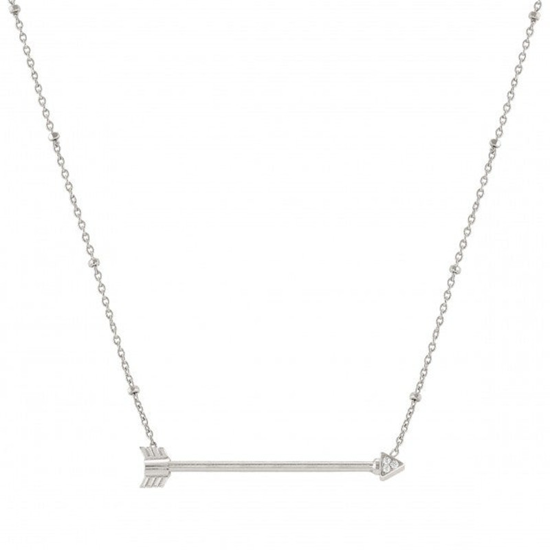 Silwer naam ketting met Zirconia, pasgemaakte gegraveerde logo rhodium vermeil pyl hangertjies