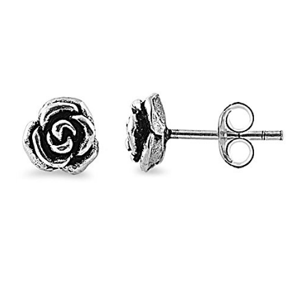 Серьги-гвоздики из стерлингового серебра с розами оптом на заказ – 7 мм