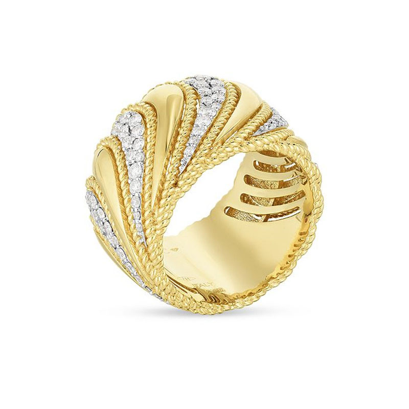 Fornecedores atacadistas de ouro vermeil de Singapura com design personalizado anel bizantino Barocco Cz em ouro amarelo 18k Vermeil